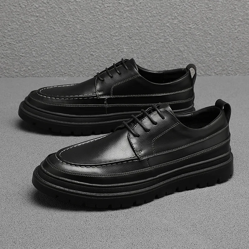 

Новая мужская обувь, кожаные модельные туфли, модная деловая повседневная обувь с острым носком и толстой подошвой