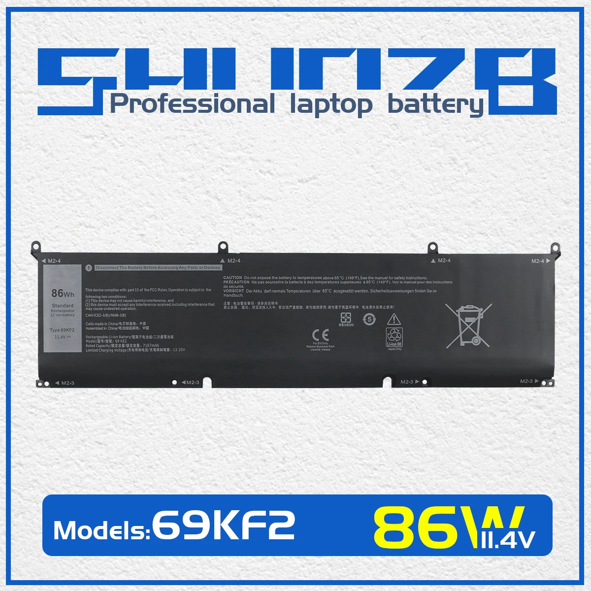 SHUOZB 69KF2 Laptop Battery for DELL XPS 15 9500 9510 9520 Precision 5550 5560 G15 5510 5520 P91F P100F P45E P87F P87F00 70N2F