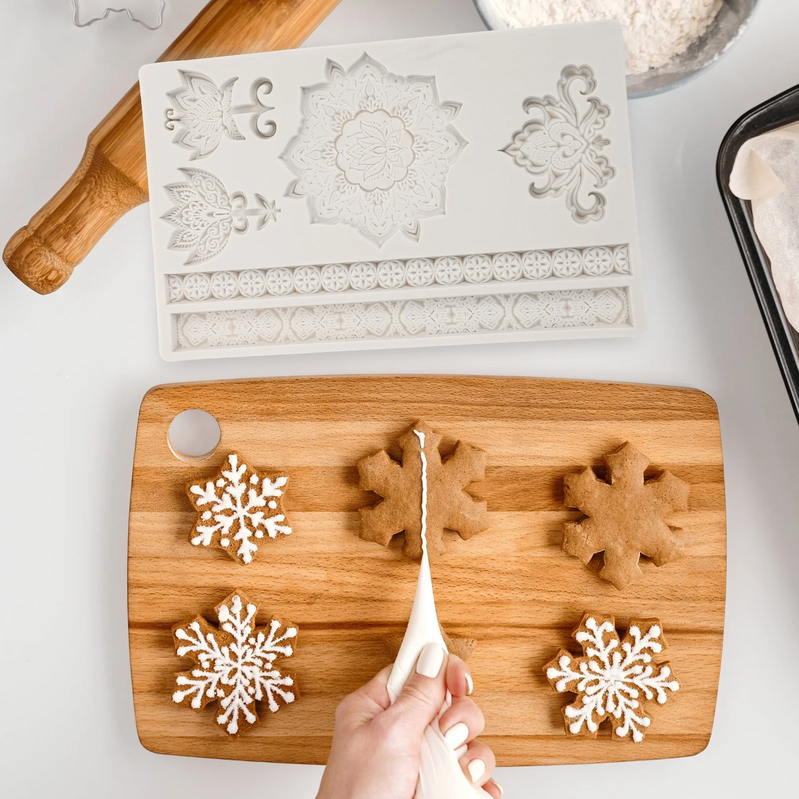 

Creative 3D Embossed Silicone Cake Heat Resistant Non-Stick Tools For Fondant Chocolate Desserts Diy Crafts Lightweight Portable