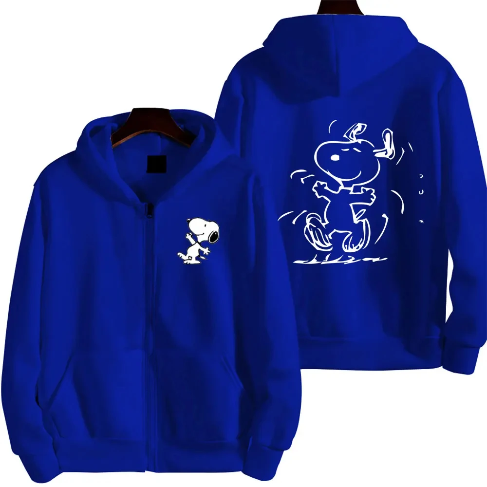 Snoopy Cartoon Anime Women Zip Up Hoodie Jacket Spring Autumn 2024 New Fashion Men Sweatshirt Couple Oversized Clothes Coats