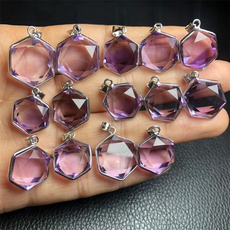 

Natural Amethyst Satellite Pendant Crystal Carving Polishing Mature Charm Jewelry Birthday Present Holiday Gift 1pcs 17MM