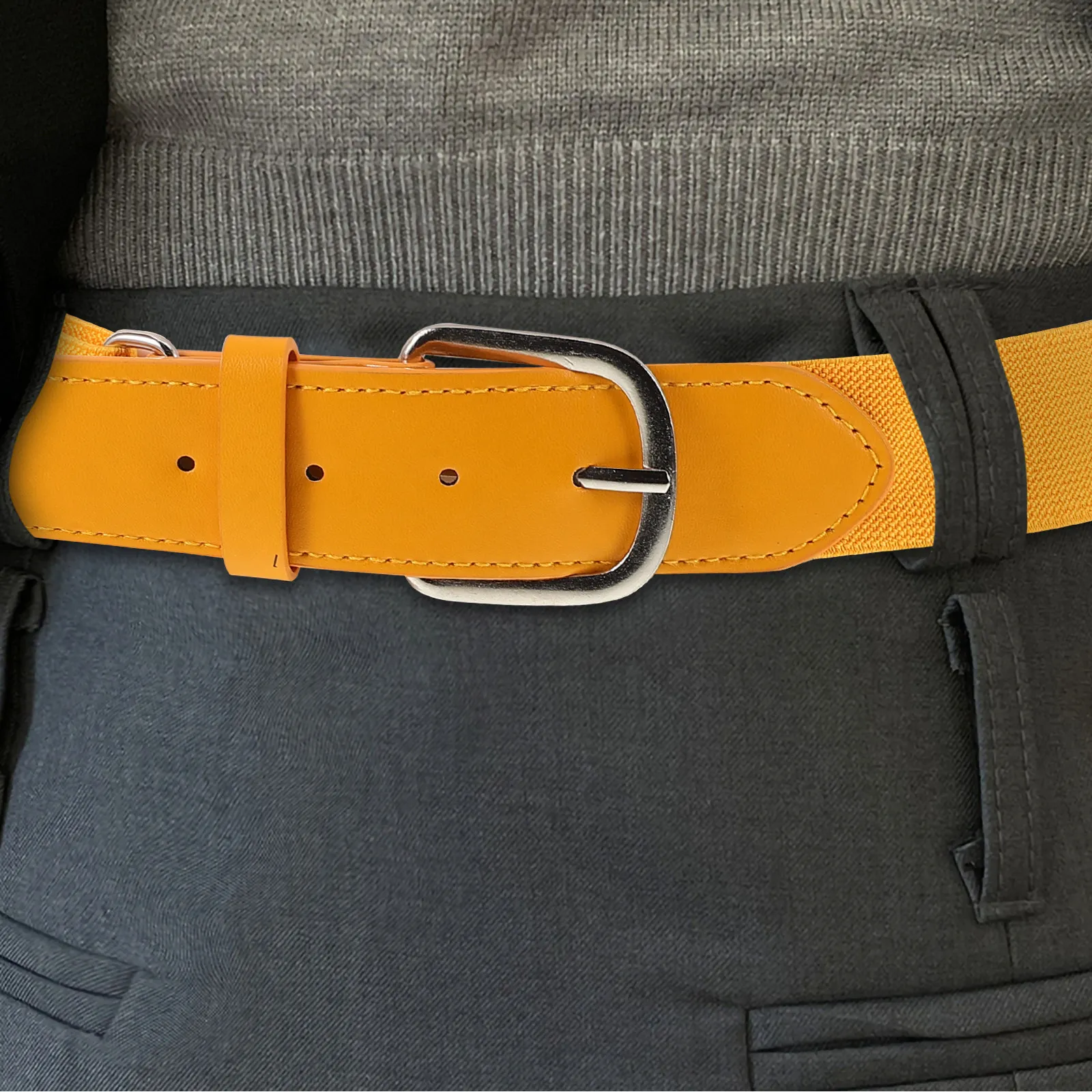 Youth Elastic Baseball Belt Orange Adjustable Softball Belt Silver Alloy Buckle Kids Sports Uniforms Boys Girls