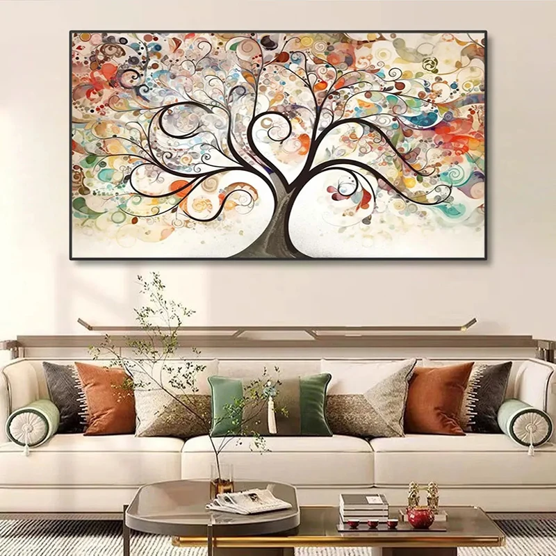 

Abstract Colorful The Fantasy Love Tree Canvas Painting Posters and Prints Wall Art Pictures for Living Room Bedroom Decoration