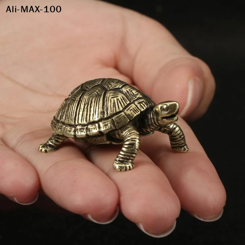 【AyS】Copper Turtle Statue Vintage Brass Tortoise Figurines Desktop Feng Shui Ornament Miniatures Antique Tea Pet Crafts Gifts