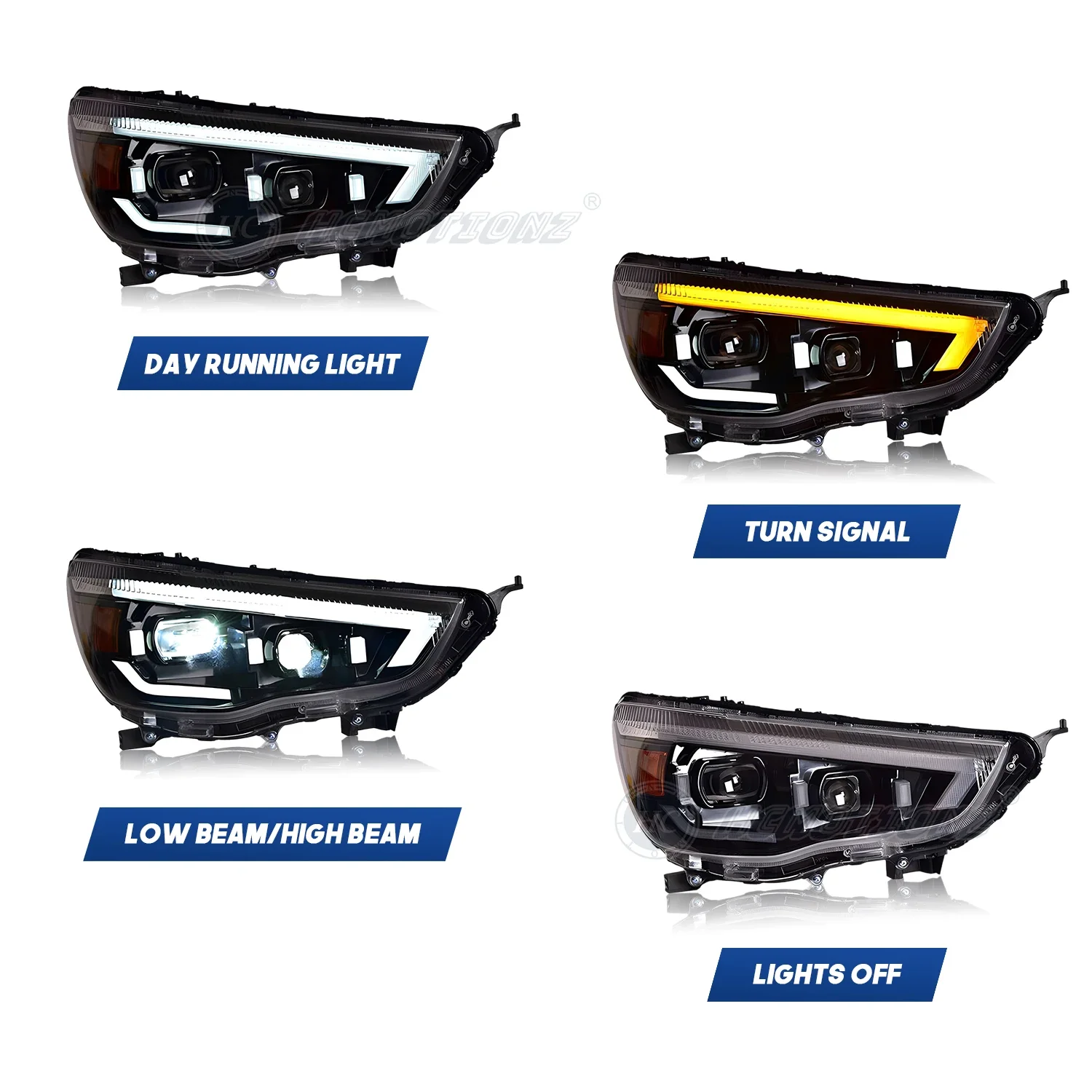 HCMOTIONZ Car Front Lamps Assembly SPORT ASX RVR 2011-2019 Lighting System LED Head Lights for OUTLANDER