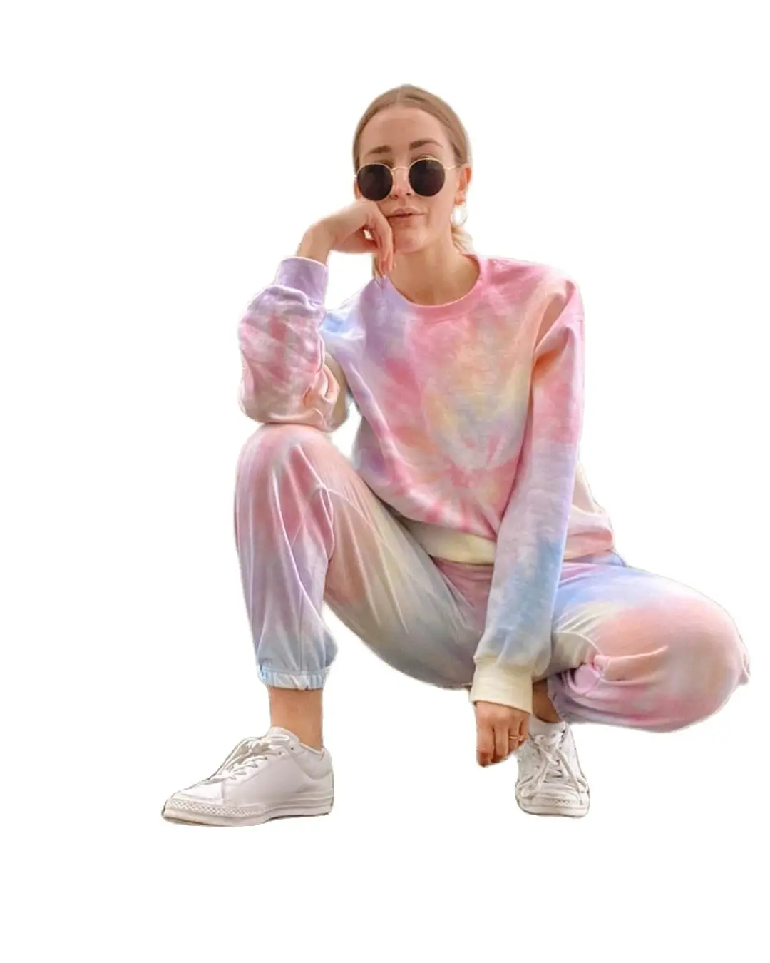 Casual Women Loose Leisure Wear Set Hoodies+Harem Pants Suit Female Tie Dye 2 Piece Outfits Women Two Piece Pajamas Sets