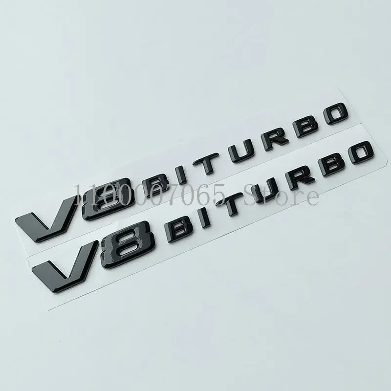 2017 Newest Black Flat Letters V8 Biturbo ABS Emblem for C63 G63 G65 GLS63 GT63 Car Fender Nameplate Logo Sticker