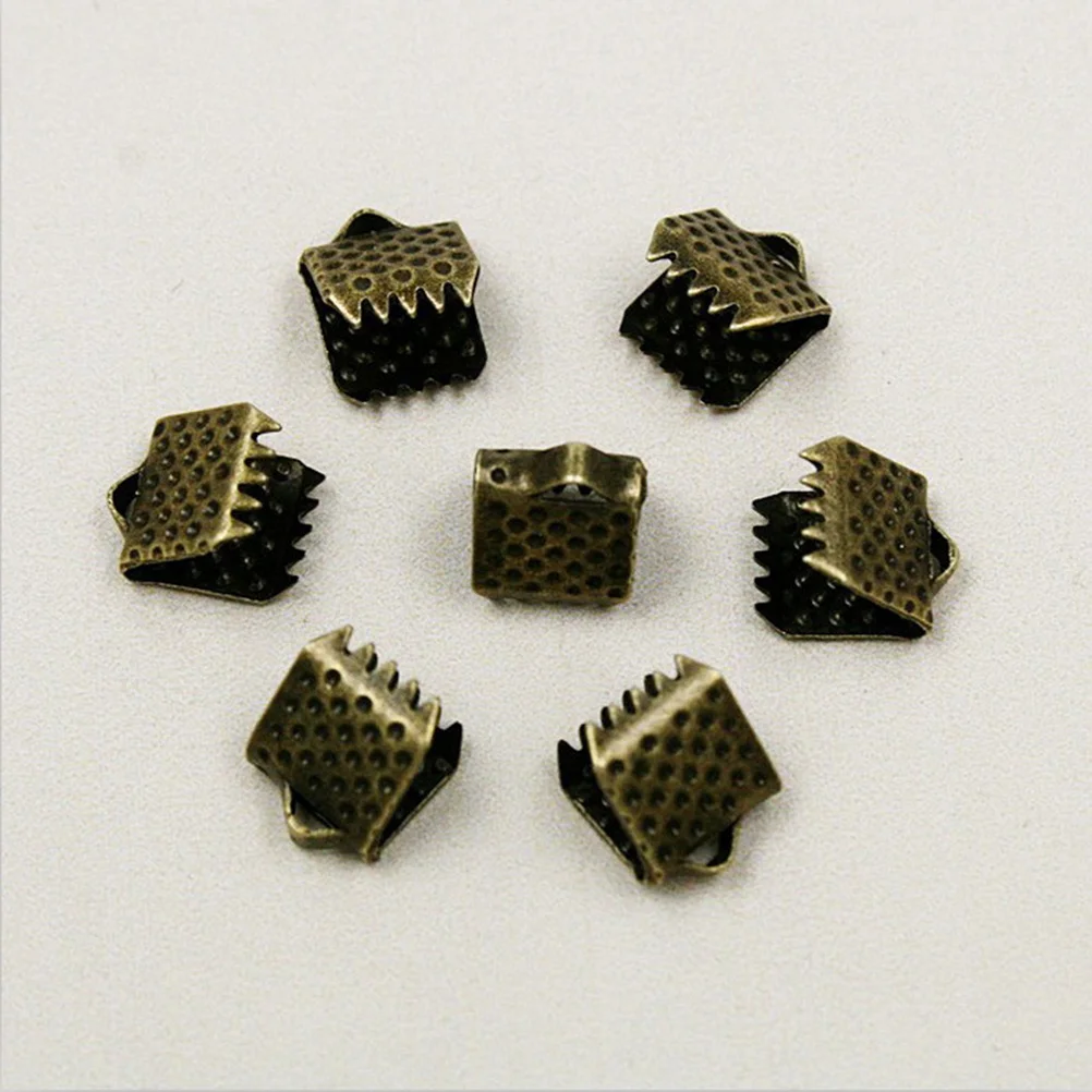 

750Pcs Mazi Buckles Ribbon Ends Fastener Clasps Crimp End Clamps Cord Ends for Necklace Bracelet Jewelry DIY Fastener Clasps