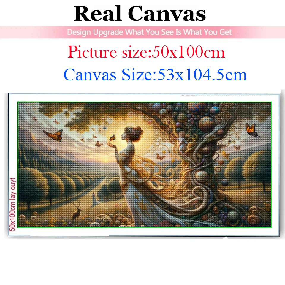 Autumn Fields 5d Diamond Painting Klimt Beautiful Profile Fairy Girl,Cross Stitch Kits DIY Diamond Mosaic Embroidery Large Size