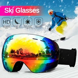 Men Women Light Ski Goggles Double Lens Layers UV400 Anti Fog Big Ski Mask Glasses Skiing Snow Snowboard Goggles Winter Eyewear