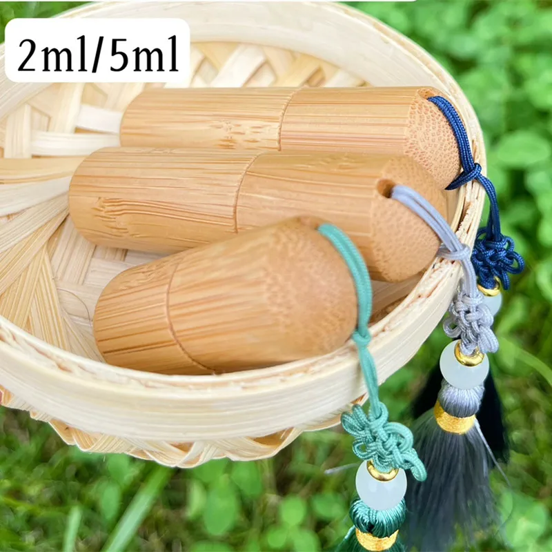 10/30pcs 2ml 5ml Bamboo Bottle Empty Essential Oil Bottle Stainless Roll On Ball Perfume Aromatherapy Bottle Oil Roller Bottle