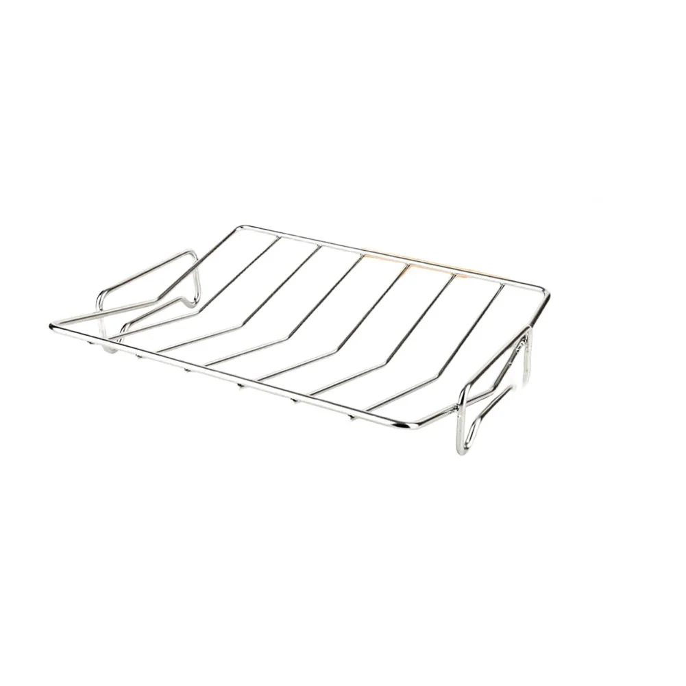 

304 Stainless Steel Grill Rack V Design for Oven Roasting 33x25.4x5.6cm Construction for Long Term Cooking Use