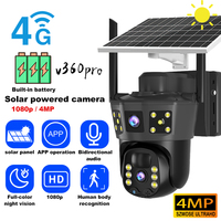 1080p 4mp HD Solar 4G IP Camera Outdoor Built-in Battery Security Camera Solar Panel Wireless Video Surveillance CCTV V360pro
