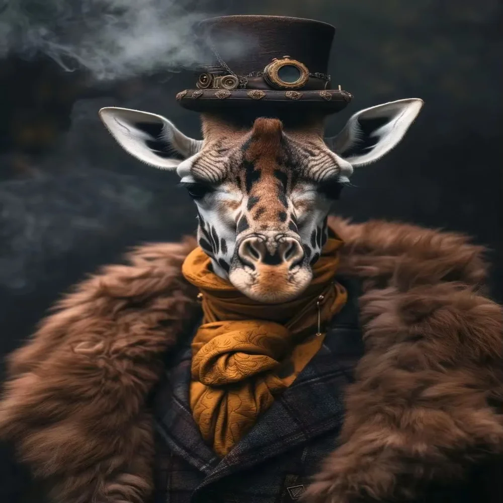 Cool Steampunk Animals Portrait Canvas Print Posters Pictures Retro Animal Wall Art Painting Mural for Living Room Home Decor