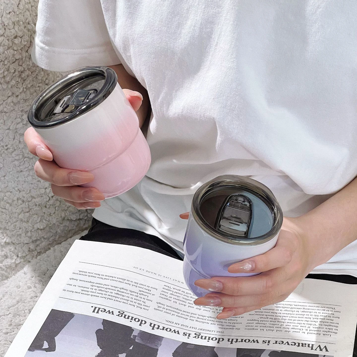 

304 stainless steel coffee cup, double-layer vacuum insulated thermos cup, beverage cup, 3 color