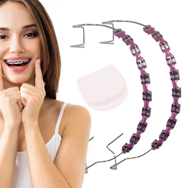 

Красочное временное украшение для зубов с металлическими проводами, металлическим кронштейном и ортодонтической лигатурой, стоматологический аксессуар