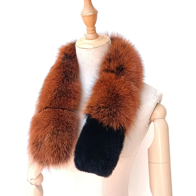 2023 Winter Hot sale Women Real Fox Fur Scarf Thick Warm Fluffy Genuine Fur Scarves Fashion Female Natural Fur Neck Warmer