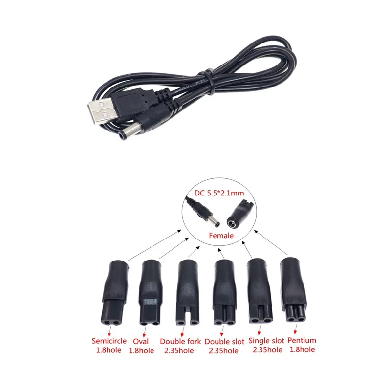 Universal Hair Clippers Cable DC Connector USB Adapter Charging Heads Power Cord Razor Charger Charger Convetor