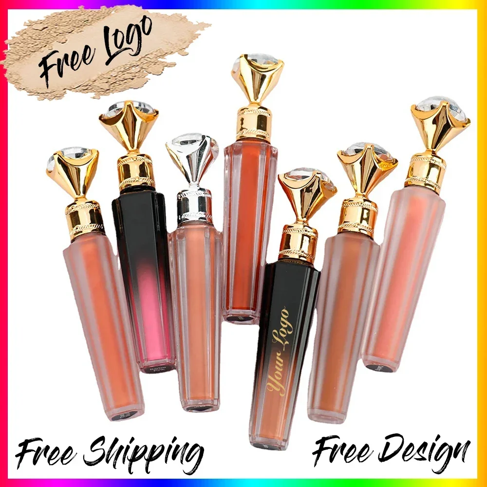 Diamond Tube Clear Lipgloss Private Label 150 Colors Lip Gloss Liquid Lipstick Wholesale Makeup Custom Logo P66 P105 P113