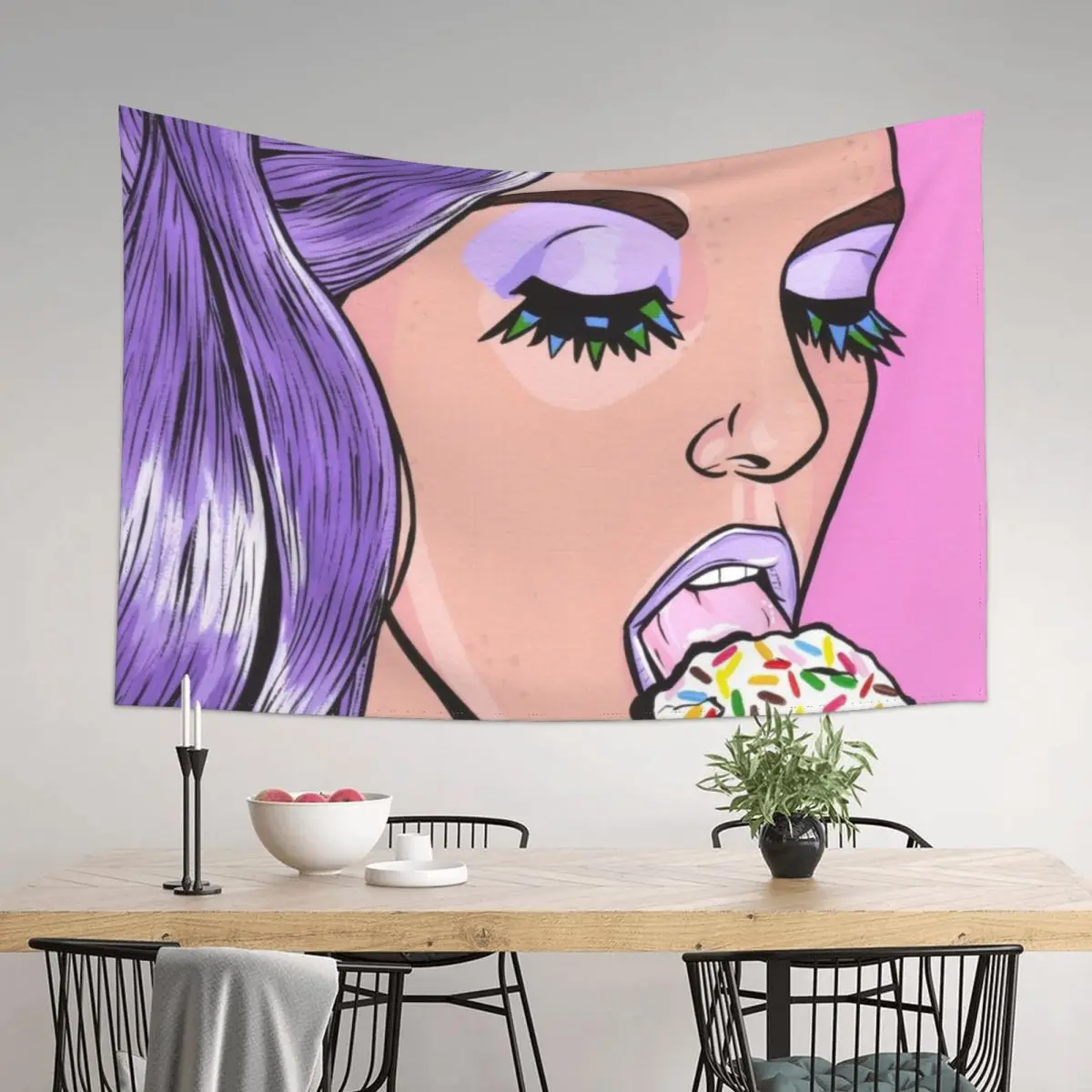 

Ice Cream Girl Tapestry Room Decoration Aesthetic Custom Wall Decoration Items Kawaii Room Decor Tapestry