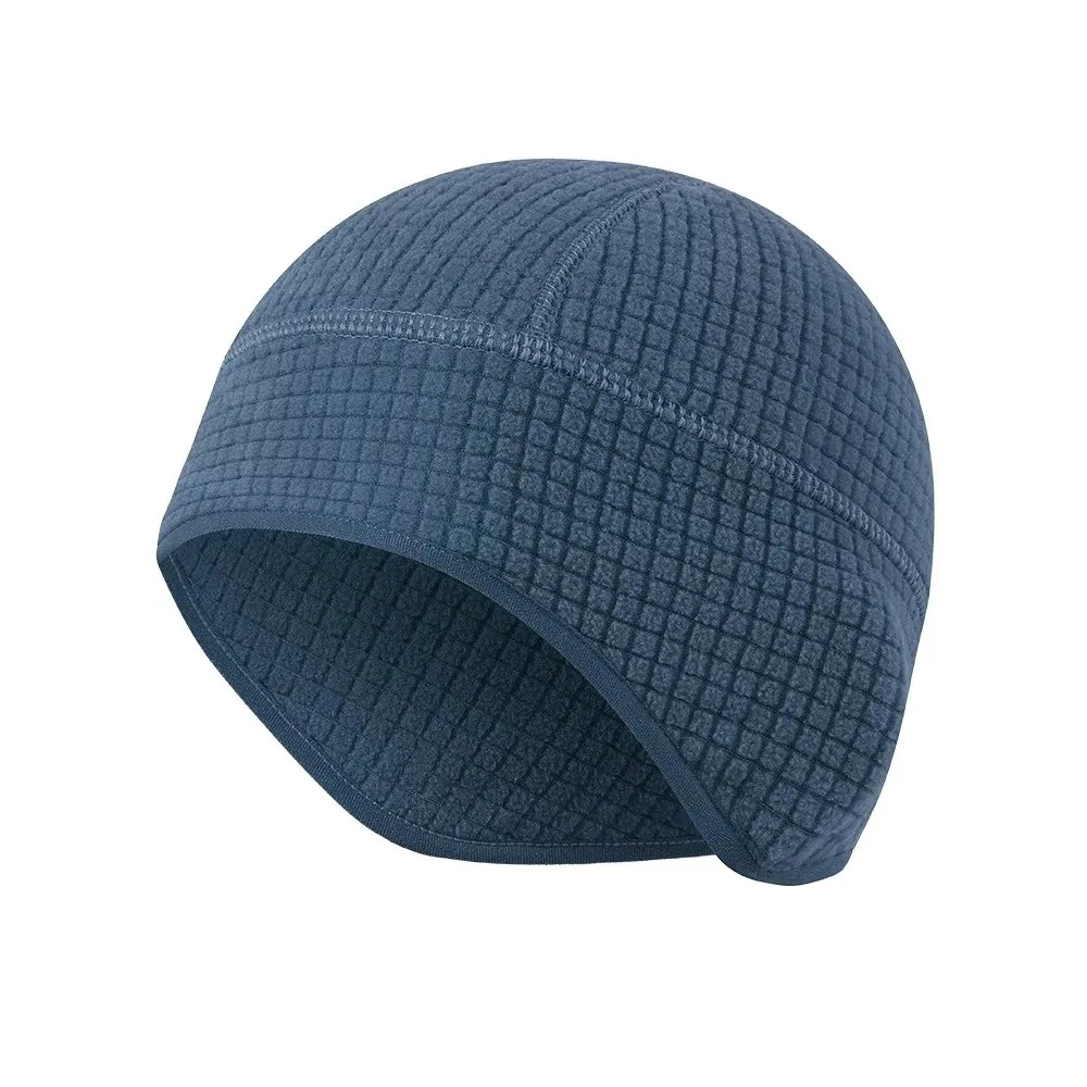 Unisex Autumn Winter Cycling Earflap Grid Fleece Ski Helmet Liner Beanie cap Windproof Stretchy Thermal Skull Cap