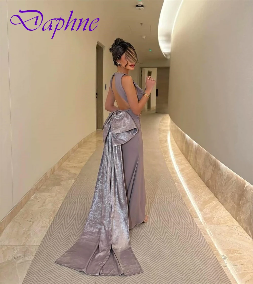 

Customized Sexy O-Neck Mermaid Evening Dress Simple Jersey Sleeveless Prom Dresses Sparkly Court Train Special Occasion Gowns