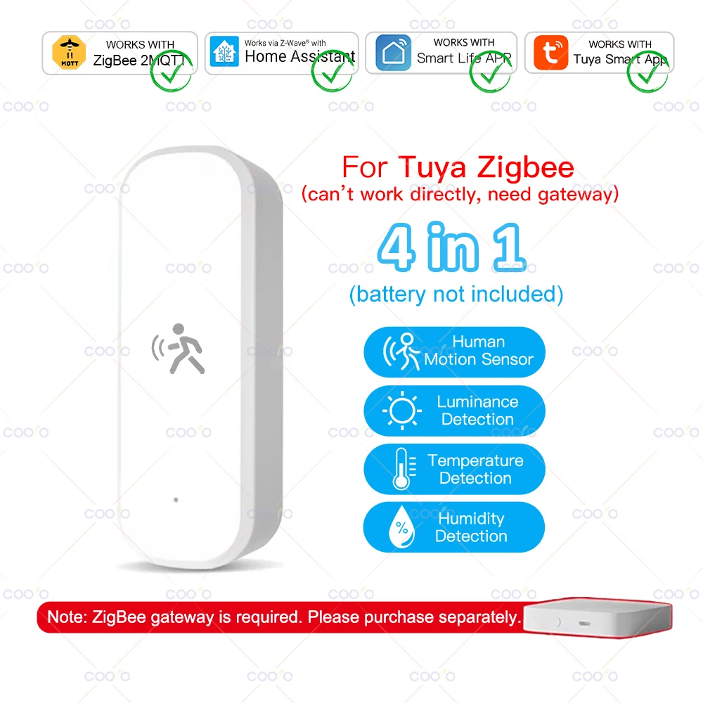 Tuya Zigbee Bewegungssensor 10G MmWave Radar Smart Human Body Sensor mit Beleuchtungsstärke Temperatur Luftfeuchtigkeit Funktioniert mit Alexa Google