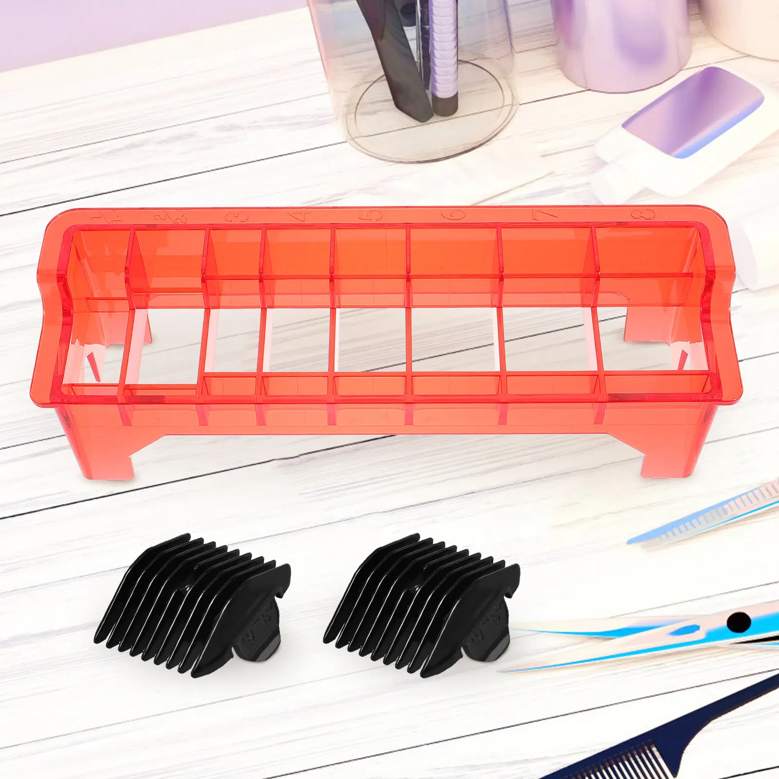 

Компактный пластиковый контейнер для хранения насадок-гребней для машинок для стрижки, органайзер для парикмахерских инструментов, держатель для насадок-гребней