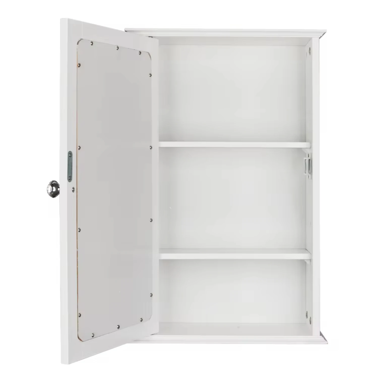 White painted single mirror door bathroom wall cabinet