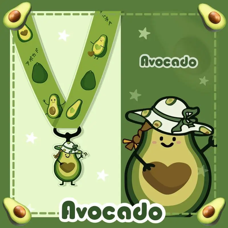 1pc Hot Avocado Figure carine Cordini Portachiavi a nastro Carta d\'identità per telefono cellulare Pass Palestra Porta badge Corda per appendere