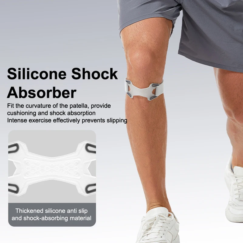 Patella Kneecap Band Adjustable Silicone Knee Tendon Strap Pressurized Protector Knee Pad Basketball Sports Shock Absorption