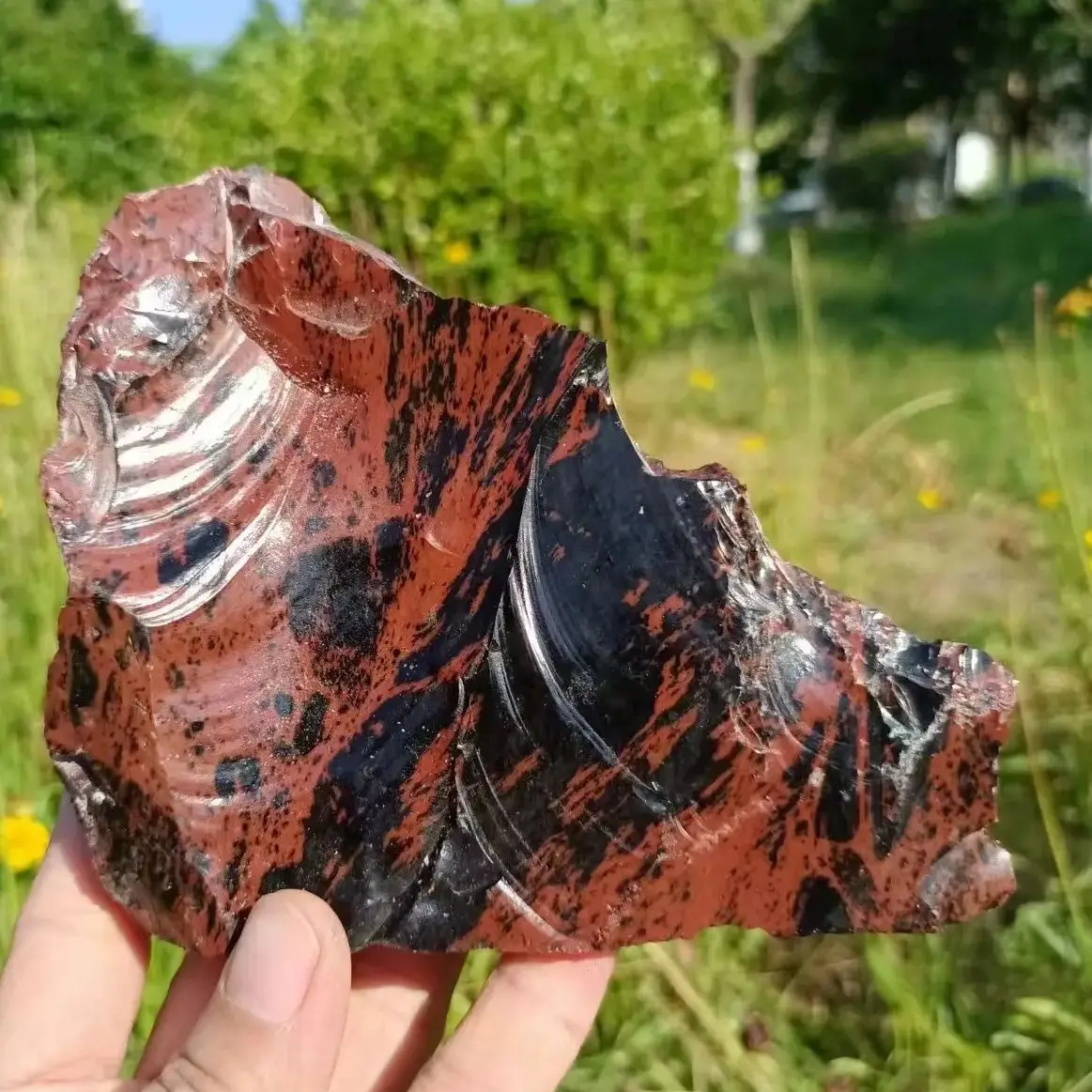 Natural Red Obsidian Raw Stone, Quartz Crystal Mineral Specimen Reiki Healing Stone, Energy Demagnetization