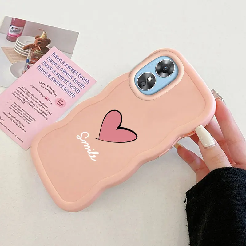 Love Fashion Phone Case for OPPO A16K A17 A38 A57 A58 A60 A76 A58 A78 A79 A98 4G 5G Soft Coque Wavy Edged Cover Protect Shell