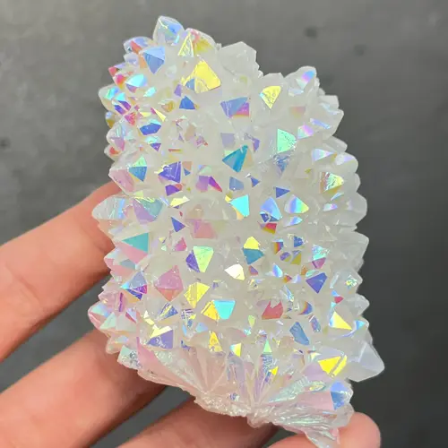 1pc Angel Aura Quartz Cluster, Rainbow Crystal Geode, Raw Natural Electroplating Quartz Rainbow Color, home decoration stones - Image 8