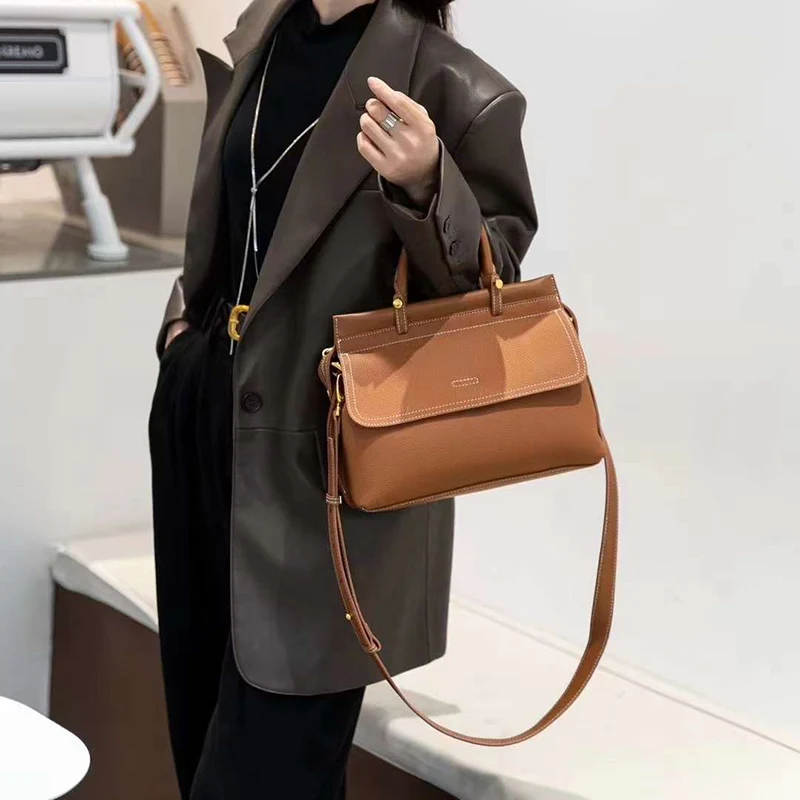 Luxury Women Genuine Real Leather Vintage Retro Shoulder Bag Female Large Capacity Tote Messenger Handbag Lady Flap for Girls