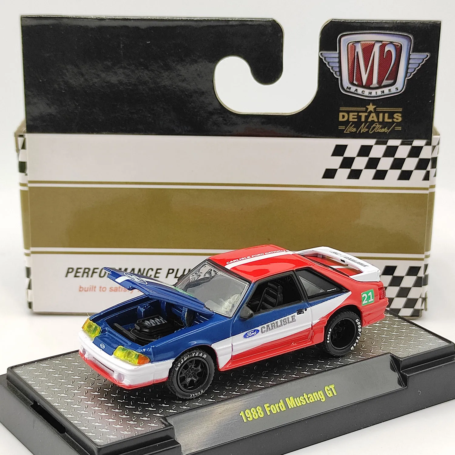 

Diecas M2 1/64 Scale 1988 Ford Mustang GT Alloy Car Model Collectible Toy Gift Souvenir Display Ornament