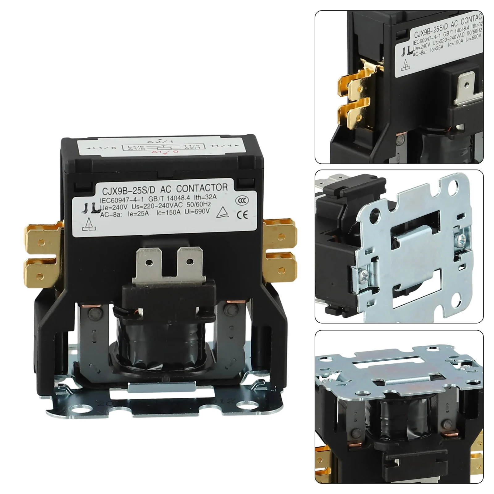 Contattore CA per condizionatore d'aria 58,5x51x62mm Relè unipolare CJX9B/25S/D 220V Per dispositivi fino a 600 per VAC