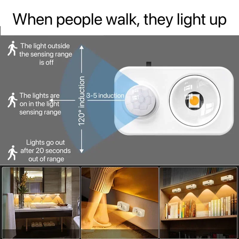 Xiaomi Night Lamp With Motion Sensor USB Rechargeable Under Cabinet Light Sunset LED Projector For Bedroom Lamp Bedside Table