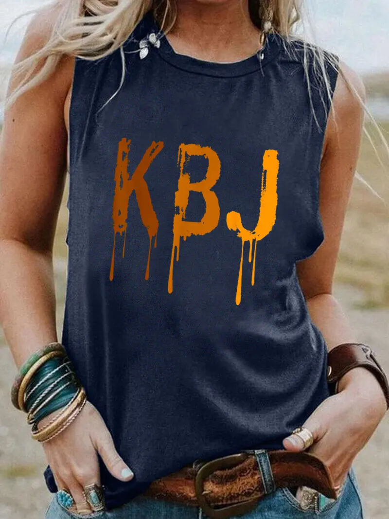 KBJ Colored Print Woman Sleeveless Tshirt New Arrival Funny Summer Casual Sleeveless Top Streetwear Fashion Tee Team Work Tops