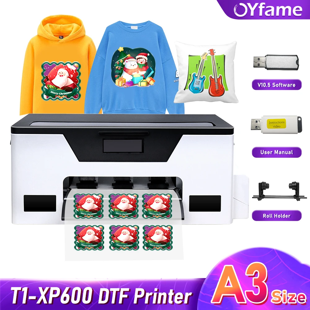 

OYfame A3 DTF Printer Directly To Film For Epson XP600 DTF Printing Machine for Clothes Hoodies Jeans DTF Transfer Printer