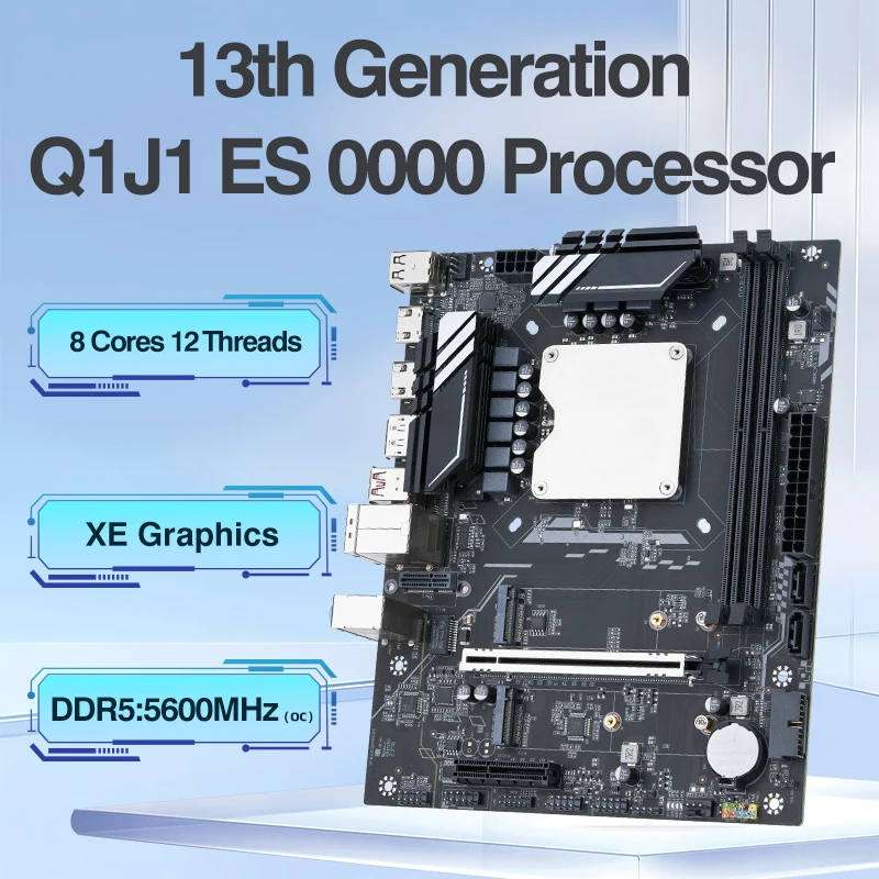 DIY Gaming Computer Motherboard Set with Onboard CPU combo 13th Core Interpose Kit Q1J1 ES 0000 8C12T DDR5 RAM Desktop laca mae