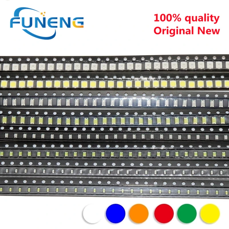 500PCS 0603 0805 1206 3528 5050 5730 SMD LED Red Yellow Green White Blue Orange light emitting diode 100pcs/lot