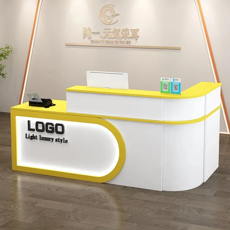 Luksusowe meble recepcyjne do salonu, nowoczesne, proste lady recepcyjne, luksusowe meble recepcyjne dla firm, eleganckie lady recepcyjne, biurka recepcyjne do salonów, meble komercyjne.