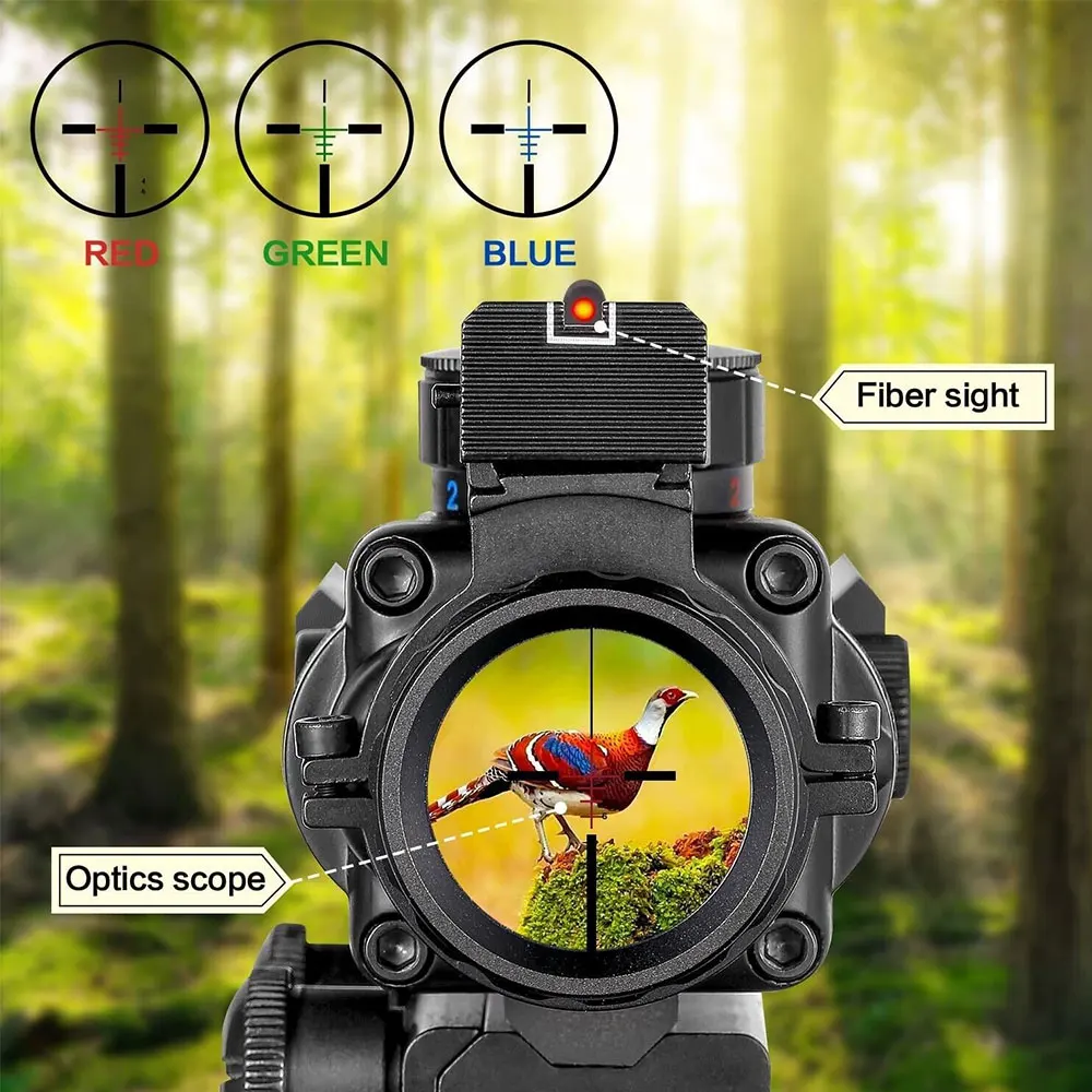 Imagem -04 - Prisma Riflescope com Mira de Ferro Traseira Fibra Óptica Ajuste Rápido do Retículo ar 15 m4 4x32 Cores