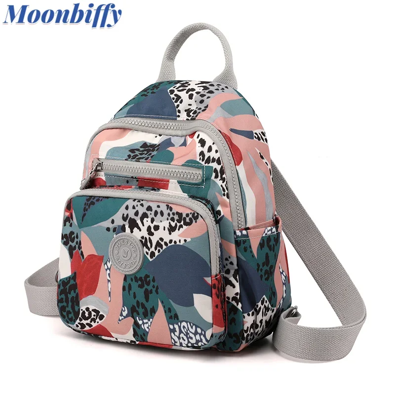 

Mini Backpacks for Girls Women Floral Print Mochilas Nylon Bag Travel Bagpack Graceful Phone Purse Small School Bags