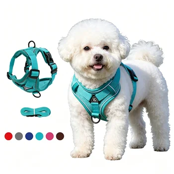 No Pull Dog Harness and Leash Reflective No Pull Harness Adjustable Reflective No Pull Harness Harness Vest for Small Dogs Cats Reflective Dog Chest Strap Lead Walking 1