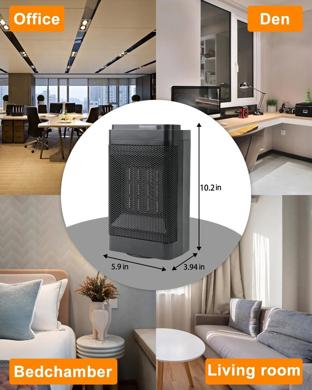 Grzejnik elektryczny 1500W na zimę PTC szybkie nagrzewanie obsługa zdalnego sterowania głowica potrząsająca domowy biurkowy przenośny dmuchawa powietrza