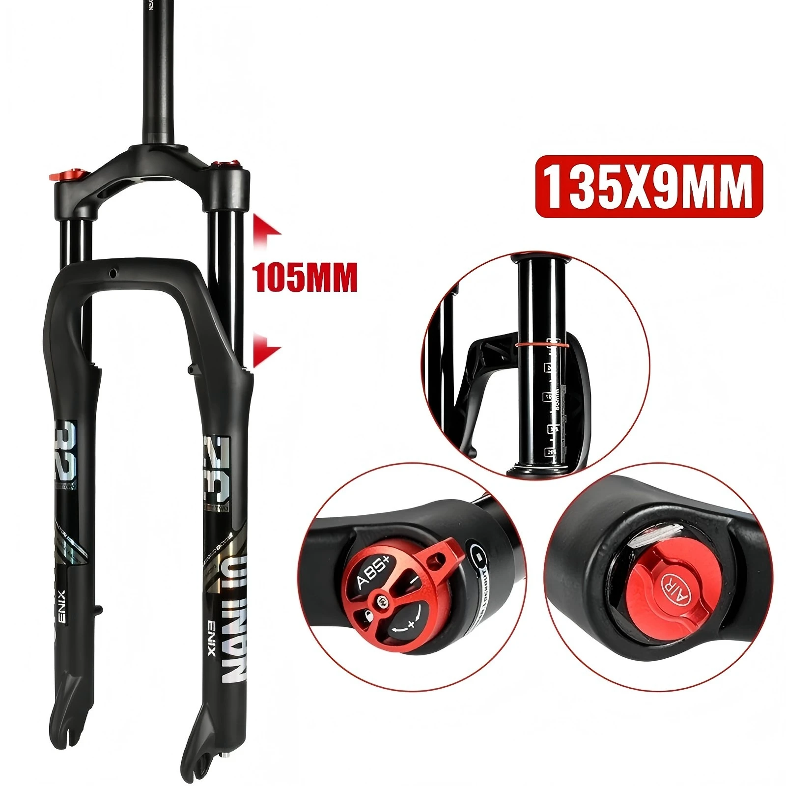 

NanLio Snow Bike Fork 20/26" for ≤4.0" Fat Tire, Aviation Aluminum, 135mm A-Post, Shoulder Lockout, 95/105mm Travel