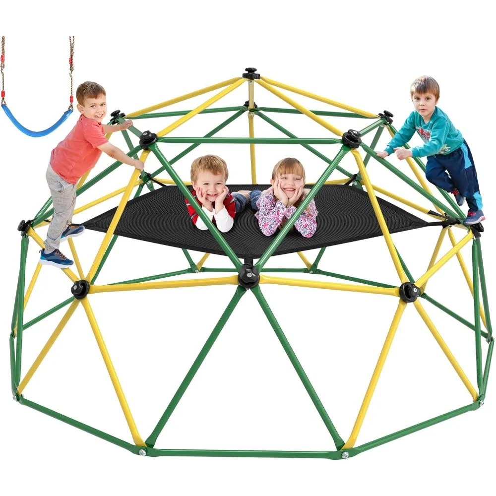 

Climbing Dome, 10FT Dome Climber with Hammock & Swing for Kids 3-10, Kids Outdoor Jungle Gym Supports 1000lbs, Easy Assembly Pla