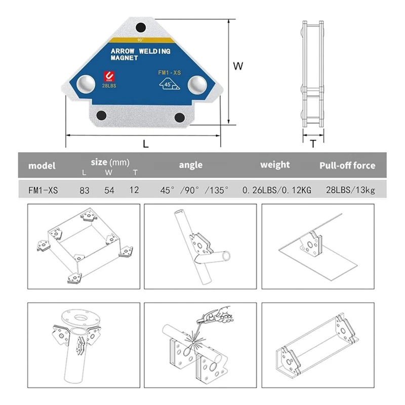 28Lb Welding Magnets, Heavy Duty Magents Holder, 4Pcs 3Inch Strength Strong Magnetic Clamps Arrow-Holder